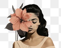 PNG  Collage of a latina flower portrait adult.