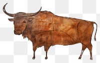 PNG Paleolithic cave art painting style of Bull livestock cattle animal.