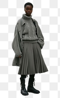 PNG  Grey sweater standing street skirt.