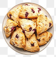 PNG A Plate of Cranberry Scones plate cranberry dessert.