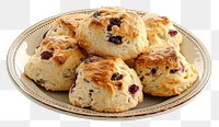 PNG A Plate of Cranberry Scones plate dessert scone.