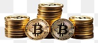 PNG Stack of golden bitcoins money accessories accessory. AI generated Image by rawpixel.