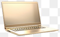 PNG Laptop computer gold white background.
