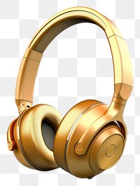 PNG Headset headphones gold white background.