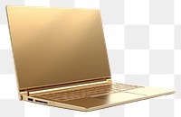 PNG Laptop computer gold white background.
