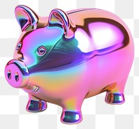 PNG Piggy bank iridescent mammal representation investment.