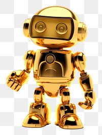 PNG Robot gold toy white background.