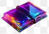PNG  3D render neon book icon purple illuminated publication.