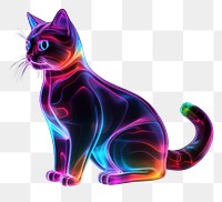PNG  3D render neon cat icon animal mammal purple.