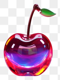 PNG  3D render neon cherry icon fruit plant illuminated.