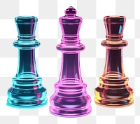 PNG  3D render neon chess icon game intelligence illuminated.