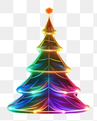 PNG  3D render neon christmas tree icon light night illuminated.