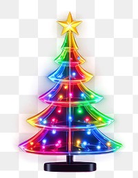 PNG  3D render neon christmas tree icon lighting illuminated celebration.