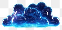 PNG  3D render neon cloud shap blue illuminated electronics.