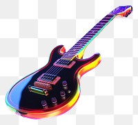 PNG  3D render neon guitar icon illuminated performance fretboard.