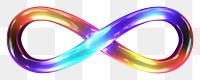 PNG  3D render neon infinity icon purple light illuminated.