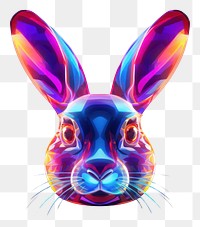 PNG  3D render neon rabbit icon animal mammal purple.