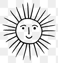 PNG Drawing of a sun white line art.
