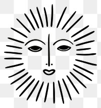 PNG Drawing of a sun sketch white line.