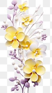 PNG  Orchid bas relief small pattern art flower yellow