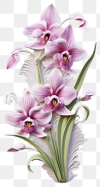 PNG  Orchid bas relief small pattern art flower plant.