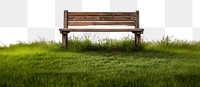 PNG Bench on grass fields landscape furniture nature. AI generated Image by rawpixel.