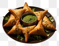 PNG Samosa south asian food plate appetizer vegetable.