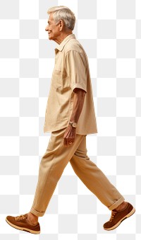 PNG Cream shirt and pant mockup walking footwear standing.