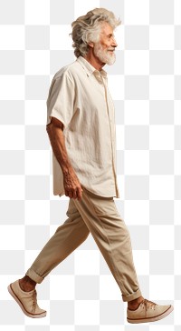 PNG Cream shirt and pant mockup footwear walking person.