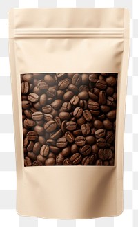 PNG Coffee beans Doypack packaging mockup white background ingredient freshness.