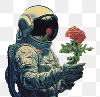 PNG Astronaut holding potted plant sprout painting flower nature.