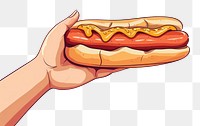 PNG A Human hand holding a hotdogs cartoon food condiment.