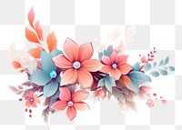 PNG Flowers and leaves pattern plant white background.