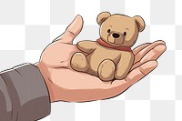 PNG Human hand holding a teddy bear cartoon finger human.