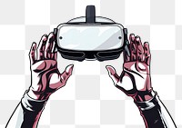 PNG Human hand holding a VR head set cartoon human photography.