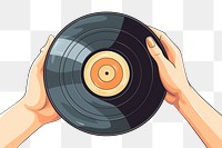 PNG Human hand holding a big music disk cartoon white background photography.