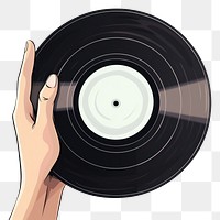 PNG Human hand holding a big music disk cartoon white background photography.