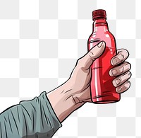 PNG Human hand holding bottle drink white background refreshment.