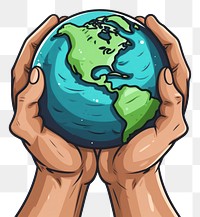 PNG Human hand holding earthx cartoon sphere planet.