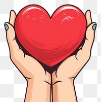 PNG Human hand holding heart cartoon white background creativity.