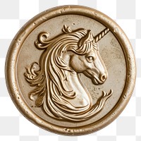 PNG Seal Wax Stamp unicorn jewelry locket bronze.