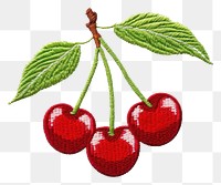 PNG Cherry in embroidery style fruit plant food.