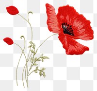 PNG Poppy flower in embroidery style plant inflorescence creativity.