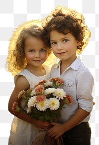 PNG  Children holding flowers portrait adult bride. AI generated Image by rawpixel.