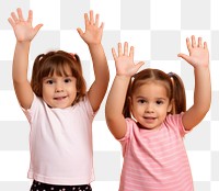PNG  Little children friends hands up portrait togetherness photography. AI generated Image by rawpixel.