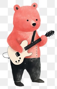 PNG Illustration minimal of a bear playing guitar cute toy representation.