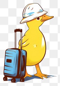 PNG Cute duck carrying suitcase and walk animal bird outdoors.