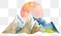 PNG  Mountain with moon nature painting white background.