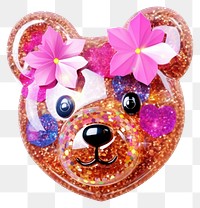 PNG  Bear glitter shape white background. AI generated Image by rawpixel.