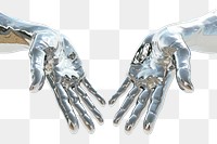 PNG Two hands Chrome material shiny white background electronics.